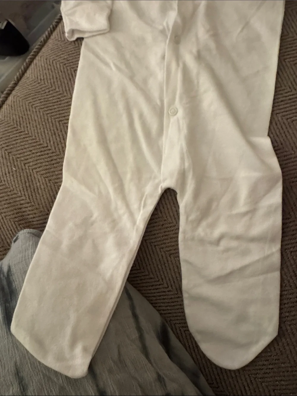 White Baby Footed One-Piece Sleeper Duke